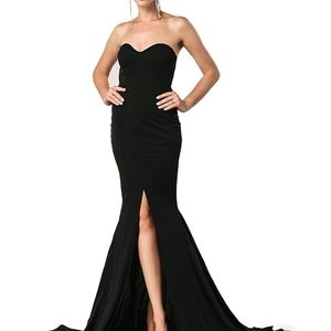 Strapless Mermaid Dress Stretchy Long Split Front